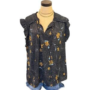 Les Serein from Stitch Fix Black Floral Top Shirt Women size XXL 2XL Loose fit